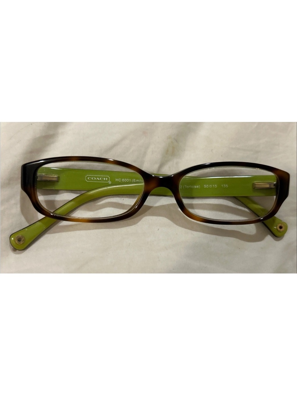 Coach HC 6001 Tortoise Frame Only with Lime Green Temples Women's Eyeglasses